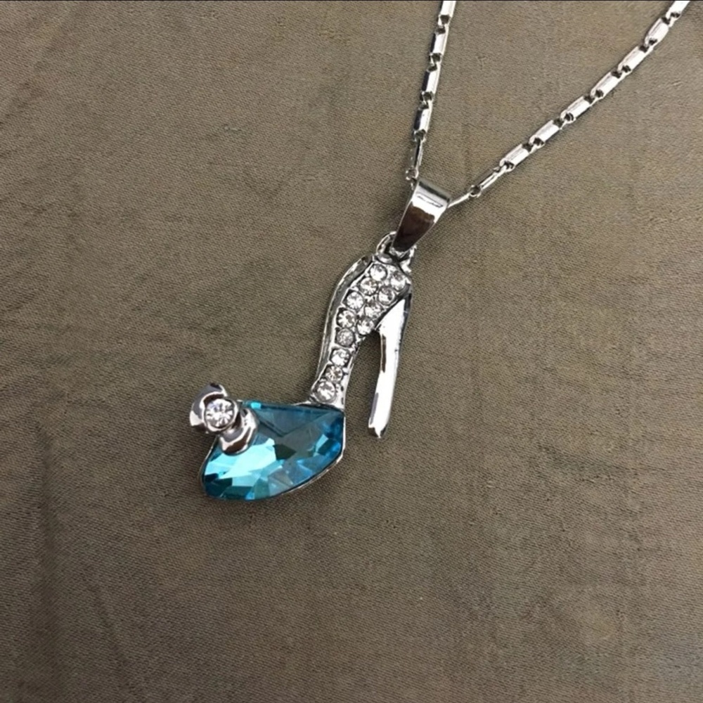 Blue Swarovski Elements high heel necklace